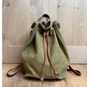 Madewell Somerset Olive Green Canvas Brown Leather Backpack Rucksack